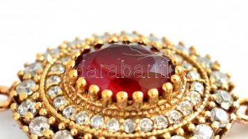 Aranyozott ezüst(Ag) kövekkel gazdagon kirakott nyakék, jelzett, h: 54 cm, bruttó: 88,31 g