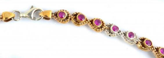 Aranyozott ezüst(Ag) kövekkel gazdagon kirakott nyakék, jelzett, h: 54 cm, bruttó: 88,31 g