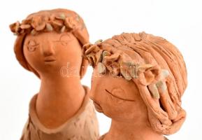 Antalfiné Szente Katalin: A három grácia. Festett kerámia, jelzett, alján apró lepattanásokkal, m:49...