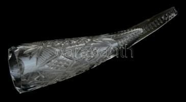 Kristály metszett kürt, hibátlan állapotban, 27,5 cm