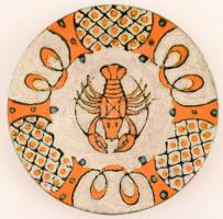 Gorka Géza (1894-1971): Rákos dísztál. Kézzel festett mázas kerámia, jelzett (Nógrádverőce), hibátlan. d: 30 cm