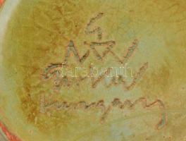 Gorka Géza (1894-1971): Rákos dísztál. Kézzel festett mázas kerámia, jelzett (Nógrádverőce), hibátla...