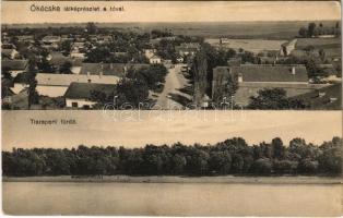 1929 Tiszakécske, Ókécske; látkép, tó, Tisza-parti fürdő, fürdőzők (EK)