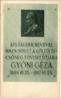 1938 Dabas, Dabas-Gyón; Kis falunk nevével innen indult a költői dicsőség tövises útjára Gyóni Géza emléktábla (fl)
