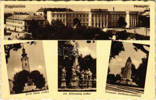1938 Nagykanizsa, Törvényház, 48-as hősök szobra, Szentháromság szobor, Trianoni irredenta emlékmű (enyhén ázott sarok / slightly wet corner)
