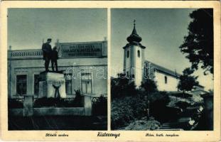 1940 Kisterenye (Bátonyterenye), Hősök szobra, emlékmű, Takarékpénztár és Hitelbank, Római katolikus templom. Özv. Nagy Jánosné kiadása (EB)