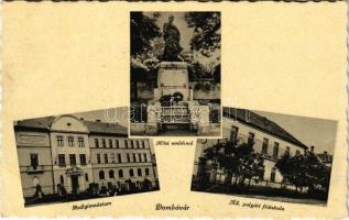 1942 Dombóvár, Hősök szobra, emlékmű, Állami polgári fiúiskola, Reálgimnázium (EB)