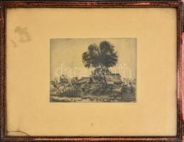 Boldizsár István (1897-1984): Nagybánya. Rézkarc, papír, jelzett, üvegezett fa keretben, lap széle k...