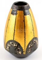 Art deco stílusú fém váza, kopásnyomokkal, m: 14,5 cm