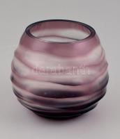 Venini jelzéssel lila üveg váza, apró csorbákkal, m: 8 cm