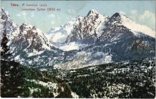 Tátra, Magas-Tátra, Vysoké Tatry; Lomnici-csúcs. Cattarino S. kiadása 1907. 234. sz. / Lomnitzer Spitze / Lomnicky stít / mountain peak, winter