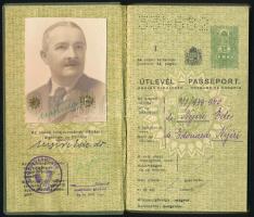 1939 Magyar Királyság fényképes útlevele, Várpalánkán született kaposvári állatorvos részére, jugoszláv (Koprivnica-Kapronca) bélyegzéssel