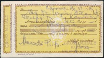 1940-42 Kaposvár, Grosz Mihály angol és vámkülföldi gyapjuszövetek képviselete,  2db díszes fejléces...