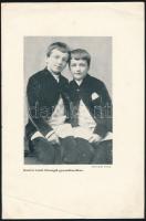 cca 1880 József és László főhercegek gyermekkorukban, nyomtatott fotó, 21,5x14 cm