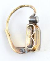 Arany (Au) 14K fülbevaló pár, sárga és fehér kövekkel, jelzettek, tokban, h: 2 cm, bruttó: 2,38 g