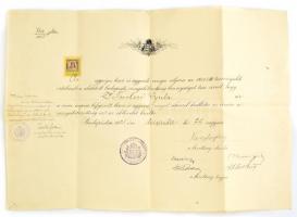 1925 Bp., Bírói-ügyvédi oklevél Vladár Gábor leendő miniszter és mások aláírásával