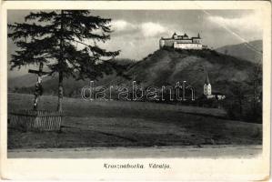 1939 Krasznahorkaváralja, Krásnohorské Podhradie; Krasznahorka vára, templom, kereszt / Hrad Krásna Horka / castle, church, cross (EB)