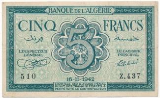 Algéria 1942. 5Fr T:III Algeria 1942. 5 Francs C:F Krause P#91