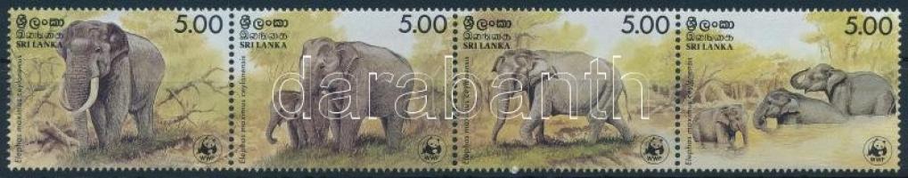 WWF: Ceyloni elefánt négyescsík, WWF stripe of 4