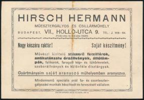 cca 1934 Hirsch Hermann, Budapest, VII., Holló utca 9., műesztergályos és csillárműhely, megrendelőlap fejléces papíron és reklám szórólap, hajtásnyommal, kissé foltos..