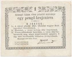 Rozsnyó 1849. július 16. 1kr Rozsnyó bánya város pénztári utalványa T:III szép papír Adamo ROZ-1.1