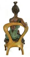 Kutas László (Budapest, 1936 - ) Lány, széken. Patinázott bronz, jelzett, soszámozott 1/4. m: 27 cm