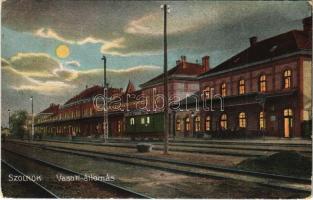 1915 Szolnok, vasútállomás. Wachs Pál kiadása (EK)