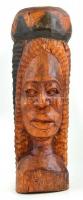 Afrikai fa szobor, kisebb sérülésekkel, m: 33,5 cm