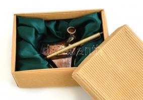 Ezüstözött tolltartó és toll, díszdobozban