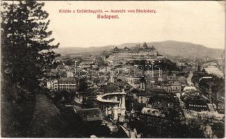 Budapest I. Kilátás a Gellérthegyről, Királyi vár, Tabán, Döbrentei tér (EK)