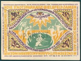 Német Birodalom/Weimari Köztársaság/Bielefeld 1922. 250.000.000M hivatalos érvénytelenítéssel T:II