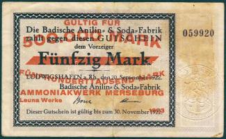 Német Birodalom/Weimari Köztársaság/Ludwigshafen/Badische Anilin- & Soda-Fabrik 1922. 50M piros ...