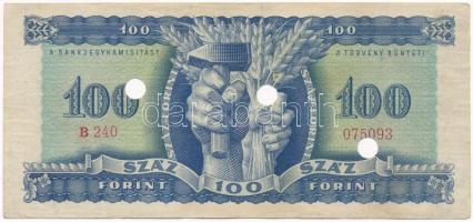 1946. 100Ft "B240 075093" lyukasztással érvénytelenítve T:III