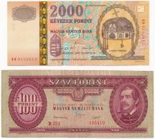 1949-1992. 100Ft (4db, 3xklf) + 2000. 2000Ft "Millennium" T:II-III
