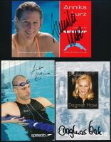 3 db nemzetközi úszó: Dagmar Hase, Annika Lurz, Lorenzo Vismara aláírásai / autograph signatures of swimmers