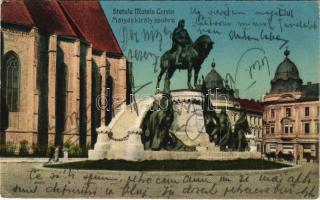 Kolozsvár, Cluj; Statuia Mateiu Corvin / Mátyás király szobra / statue, monument (EK)