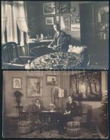cca 1930 Régi lakásbelsők, 2 db fotólap, 8,5×13,5 cm