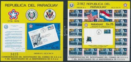 block pair, 200 éves az amerikai posta, levél a Holdról, rakétaposta blokkpár