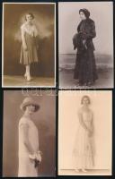 cca 1910-1930 Divatos hölgyek, 8 db fotólap, 13,5×8,5 cm