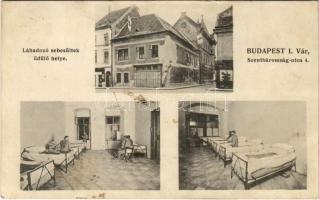 1915 Budapest I. Vár, Lábadozó sebesültek üdülőhelye, katonai kórház, belsők, katonák. Erdélyi cs. és kir. udvari fényképész műintézetéből. Szentháromság utca 4. (fl)