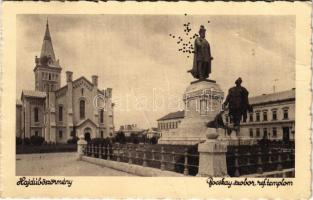 1937 Hajdúböszörmény, Bocskai szobor, Református templom (fa)