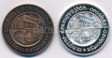 Rajki László (1939-) 1986. "MÉE Orosházi csoportja / Orosházi Petőfi Műv. Közp. Juhász Balázs Gyűjtőklub" Br és Ag emlékérem pár (35,76g/0.835/42,5mm) T:1,PP fo. Adamo OH1