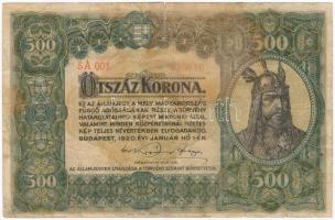 1920. 500K "Orell Füssli Zürich" T:III,III- beszakadás, fo. Adamo K33