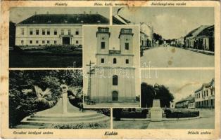 1943 Kisbér, Wenckheim kastély, Római katolikus templom, Széchenyi utca, Hősök szobra, emlékmű (fl)