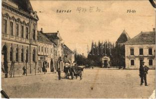 1927 Sárvár, Fő tér, üzletek. Nagy István kiadása (ragasztónyom / glue marks)