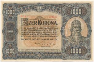 1920. 1000K "Orell Füssli Zürich" T:II Adamo K36