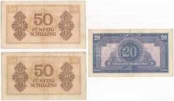 Ausztria / Szövetséges megszállás 1944. 20Sch (3x, közeli sorszámok: D47 451409, D47 451416, D47 451...