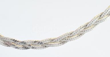 Ezüst(Ag) háromszálas fonott nyaklánc, jelzett, h: 43 cm, nettó: 8,4 g