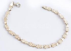 Ezüst(Ag) szíves-virágos karkötő, jelzett, h: 18,5 cm, nettó: 3,6 g