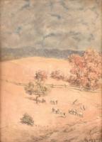Koppay jelzéssel: Állatok karámban. Akvarell, tus, papír. Üvegezett fa keretben. 30×21,5 cm